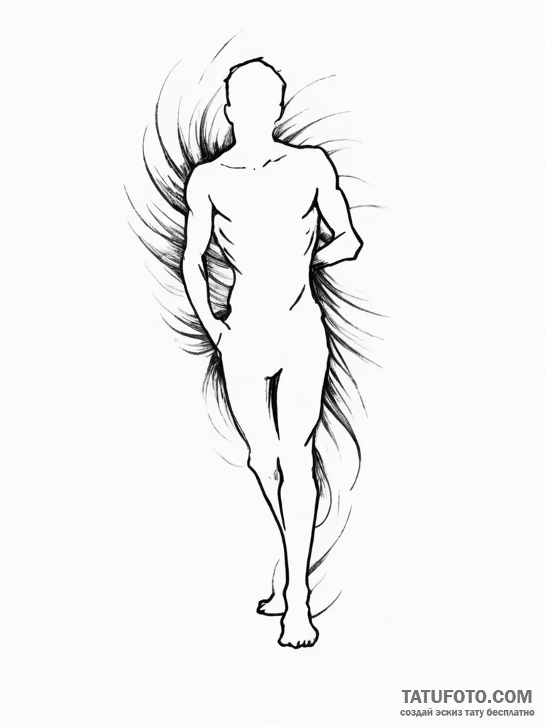 Tattoo sketch a silhouette of a man standing... - эскиз тату (№1754839893_0, 10.08.2025 15:31) — Tatufoto.com