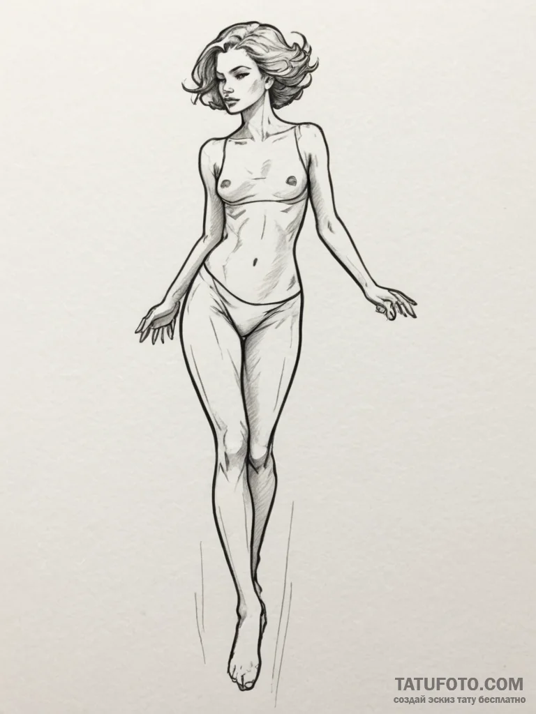 Tattoo sketch a powerful leg in mid-stride, c... - эскиз тату (№1754841073_0, 10.08.2025 15:51) — Tatufoto.com