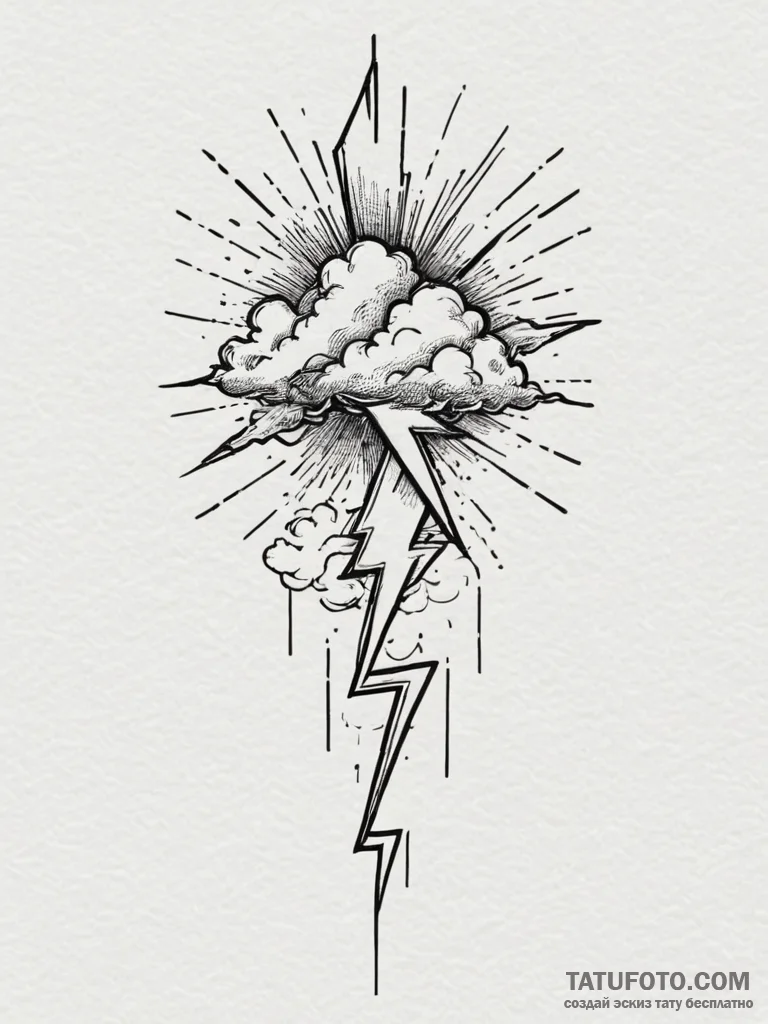 Tattoo sketch a pixelated cloud with a single... - эскиз тату (№1754841481_0, 10.08.2025 15:58) — Tatufoto.com