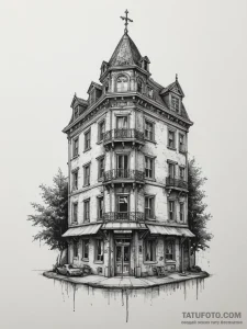 A street art mural covering the entire side o... - эскиз тату (№1754843069_0, 10.08.2025 16:24) — Tatufoto.com