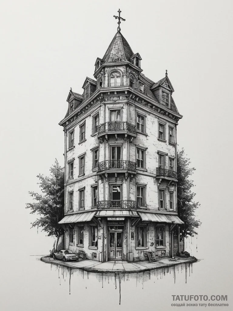 A street art mural covering the entire side o... - эскиз тату (№1754843069_0, 10.08.2025 16:24) — Tatufoto.com