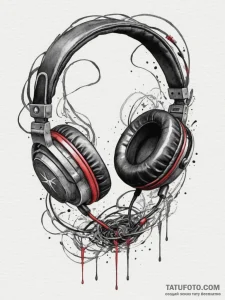 Tattoo design a gaming headset with wires tha... - эскиз тату (№1754843675_0, 10.08.2025 16:34) — Tatufoto.com