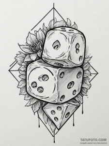 Tattoo sketch a minimalist d6 dice linework. - эскиз тату (№1754844267_0, 10.08.2025 16:44) — Tatufoto.com