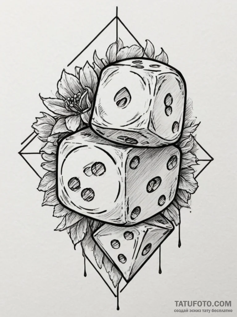 Tattoo sketch a minimalist d6 dice linework. - эскиз тату (№1754844267_0, 10.08.2025 16:44) — Tatufoto.com
