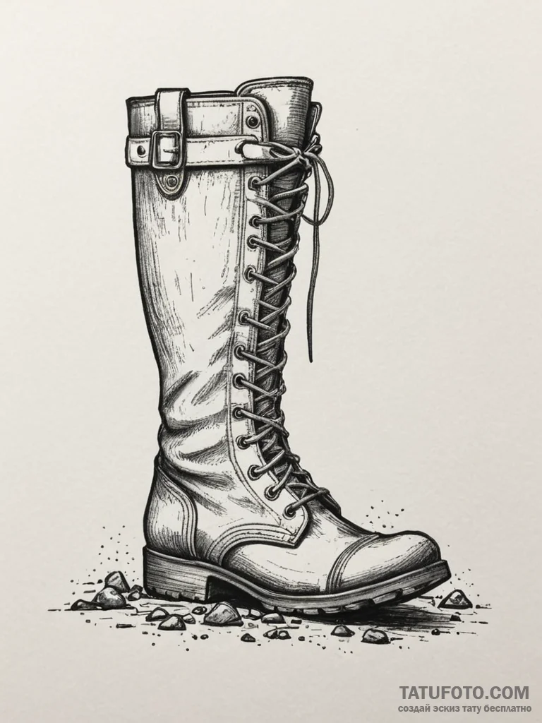 Tattoo design a combat boot print in mud or d... - эскиз тату (№1754844862_0, 10.08.2025 16:54) — Tatufoto.com