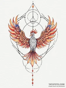Tattoo design a phoenix, majestically flying... - эскиз тату (№1754846267_0, 10.08.2025 17:17) — Tatufoto.com