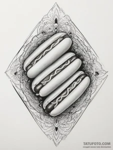 Tattoo design a 'hot dog' on one, 'bun' on th... - эскиз тату (№1754846662_0, 10.08.2025 17:24) — Tatufoto.com