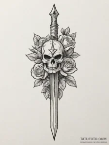Tattoo sketch a spartan spear crossed with a... - эскиз тату (№1754847266_0, 10.08.2025 17:34) — Tatufoto.com