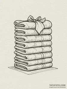 A close-up of a stack of freshly laundered, f... - эскиз тату (№1754849084_0, 10.08.2025 18:04) — Tatufoto.com