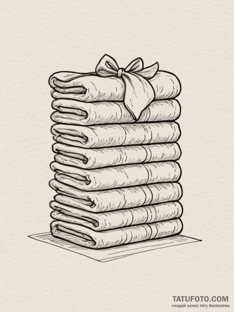 A close-up of a stack of freshly laundered, f... - эскиз тату (№1754849084_0, 10.08.2025 18:04) — Tatufoto.com