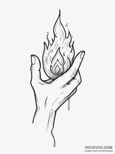 Tattoo sketch a hand protecting a flame, symb... - эскиз тату (№1754849485_0, 10.08.2025 18:11) — Tatufoto.com