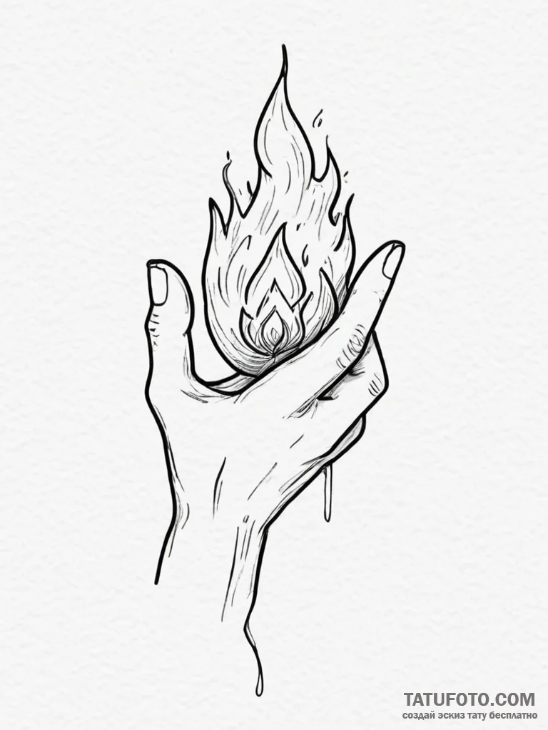 Tattoo sketch a hand protecting a flame, symb... - эскиз тату (№1754849485_0, 10.08.2025 18:11) — Tatufoto.com