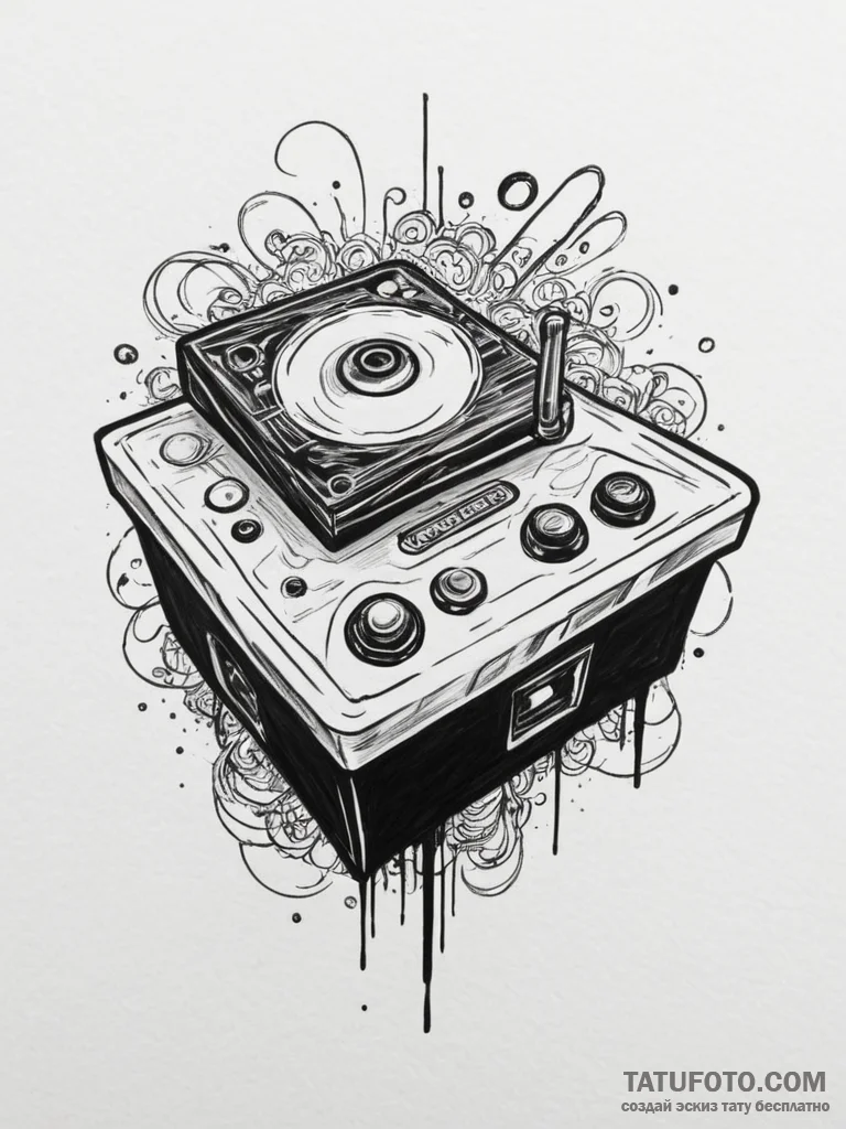 Tattoo design an old-school arcade joystick w... - эскиз тату (№1754850086_0, 10.08.2025 18:21) — Tatufoto.com