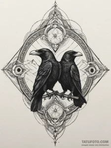 Huginn and muninn (odin's ravens), tattoo dra... - эскиз тату (№1754850679_0, 10.08.2025 18:31) — Tatufoto.com