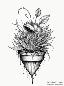 A venus flytrap closing, concept art for tatt... - эскиз тату (№1754851666_0, 10.08.2025 18:47) — Tatufoto.com
