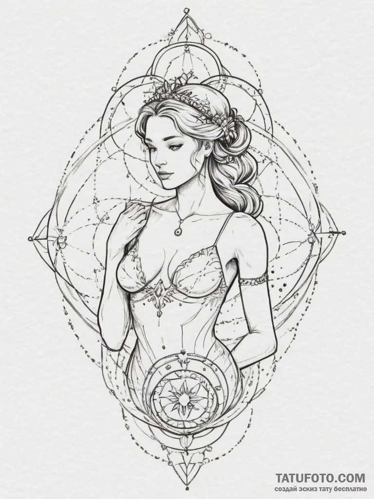 Tattoo design a virgo constellation, with sta... - эскиз тату (№1754853891_0, 10.08.2025 19:24) — Tatufoto.com