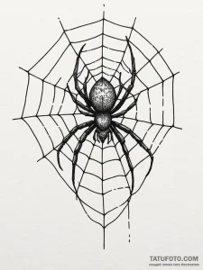 A close-up of a spider weaving its intricate... - эскиз тату (№1754854282_0, 10.08.2025 19:31) — Tatufoto.com