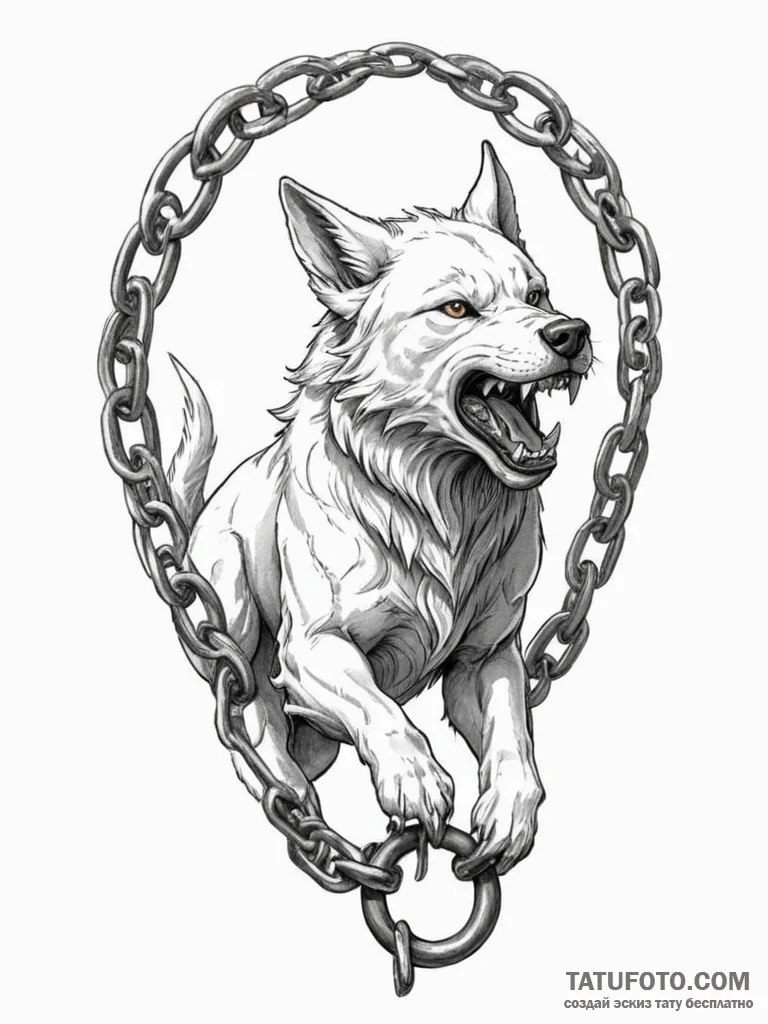 Fenrir breaking his chains - эскиз тату (№1754854879_0, 10.08.2025 19:41) — Tatufoto.com