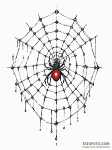 A close-up of a dew-covered spiderweb., conce... - эскиз тату (№1754855077_0, 10.08.2025 19:44) — Tatufoto.com