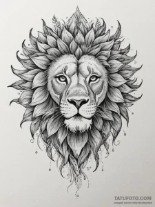 Tattoo sketch a leo lion's face adorned with... - эскиз тату (№1754856070_0, 10.08.2025 20:01) — Tatufoto.com