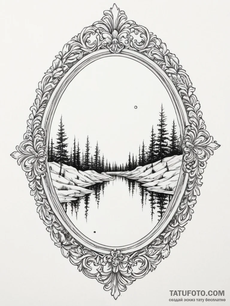 Tattoo design a mirror reflecting a different... - эскиз тату (№1754856274_0, 10.08.2025 20:04) — Tatufoto.com