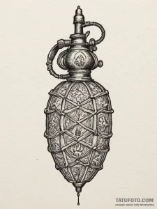 Tattoo design a stylized grenade with subtle... - эскиз тату (№1754856470_0, 10.08.2025 20:07) — Tatufoto.com