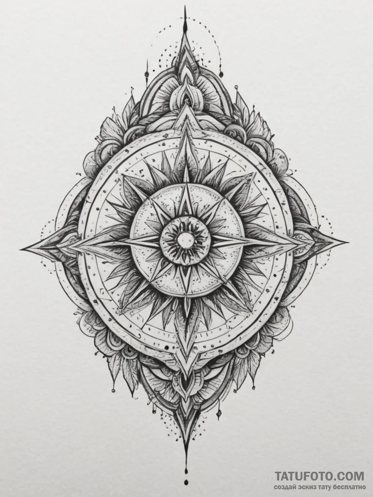 Tattoo sketch: a bold kolovrat, with each ray... - эскиз тату (№1754856871_0, 10.08.2025 20:14) — Tatufoto.com