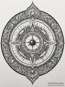 Tattoo sketch a glowing arcane circle with co... - эскиз тату (№1754857466_0, 10.08.2025 20:24) — Tatufoto.com