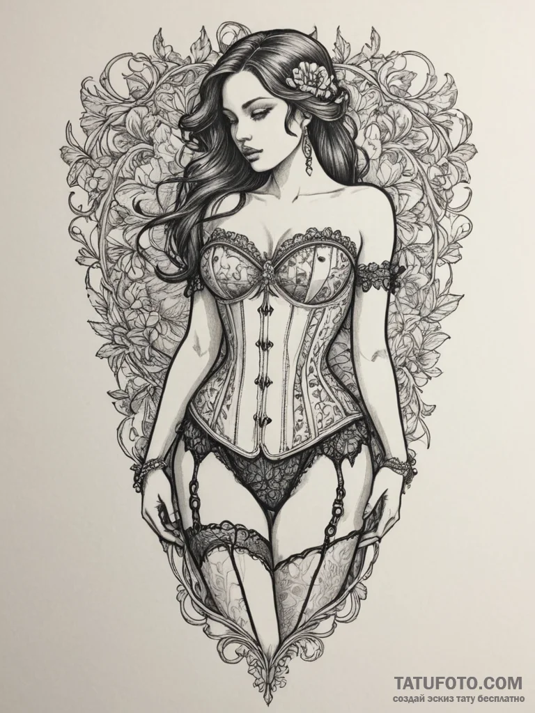 Tattoo design a lace pattern forming a sensua... - эскиз тату (№1754859071_0, 10.08.2025 20:51) — Tatufoto.com