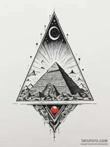 Tattoo design an ancient pyramid with glowing... - эскиз тату (№1754859668_0, 10.08.2025 21:01) — Tatufoto.com