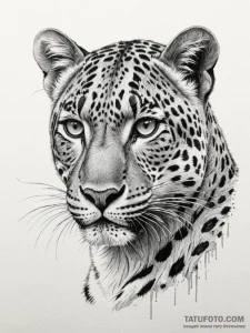 Leopard, ink illustration for tattoo, realist... - эскиз тату (№1754860473_0, 10.08.2025 21:14) — Tatufoto.com