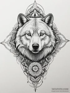 Tattoo sketch: a geometric mandala incorporat... - эскиз тату (№1754862068_0, 10.08.2025 21:41) — Tatufoto.com