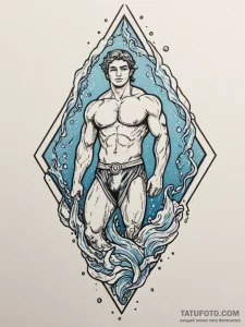 Tattoo sketch aquarius's water-bearer with a... - эскиз тату (№1754862467_0, 10.08.2025 21:47) — Tatufoto.com
