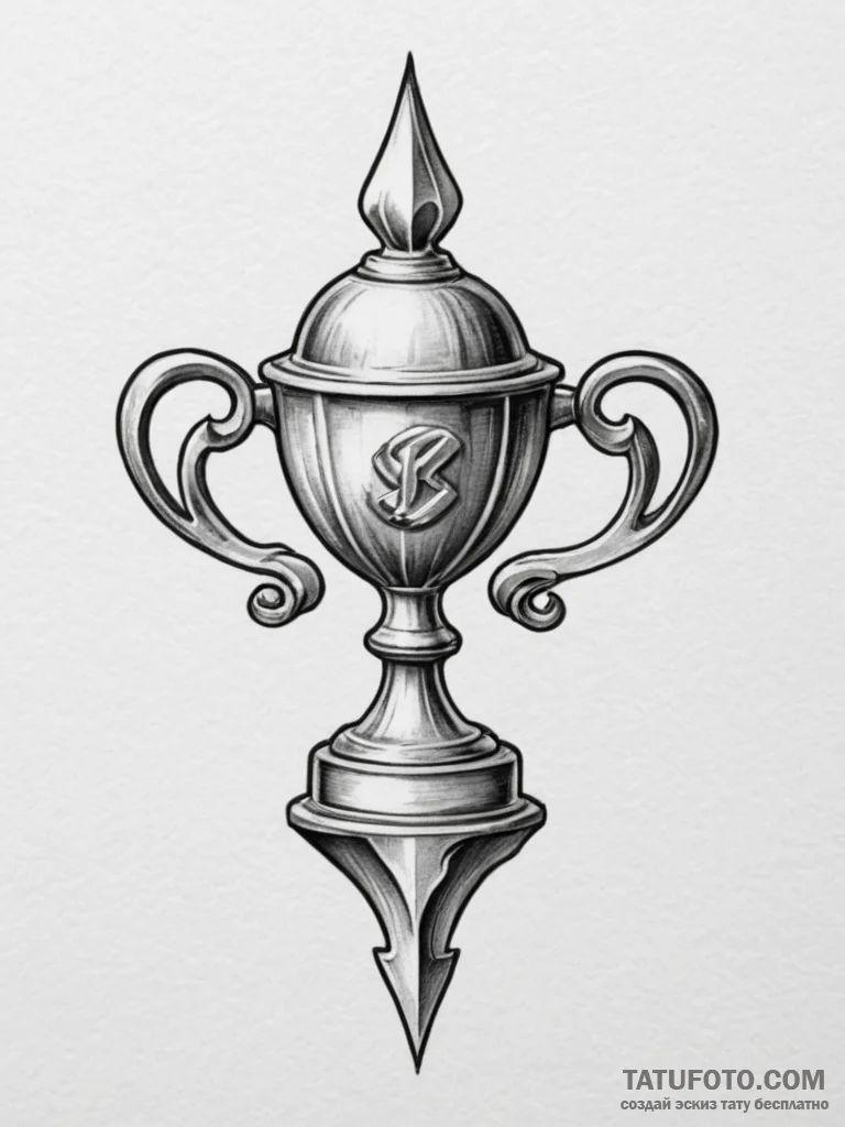 Tattoo sketch a "platinum trophy" symbol with... - эскиз тату (№1754863682_0, 10.08.2025 22:08) — Tatufoto.com