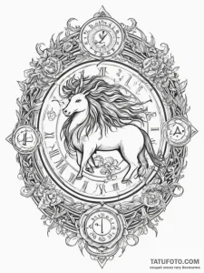 Tattoo sketch a zodiac glyph incorporated int... - эскиз тату (№1754863882_0, 10.08.2025 22:11) — Tatufoto.com