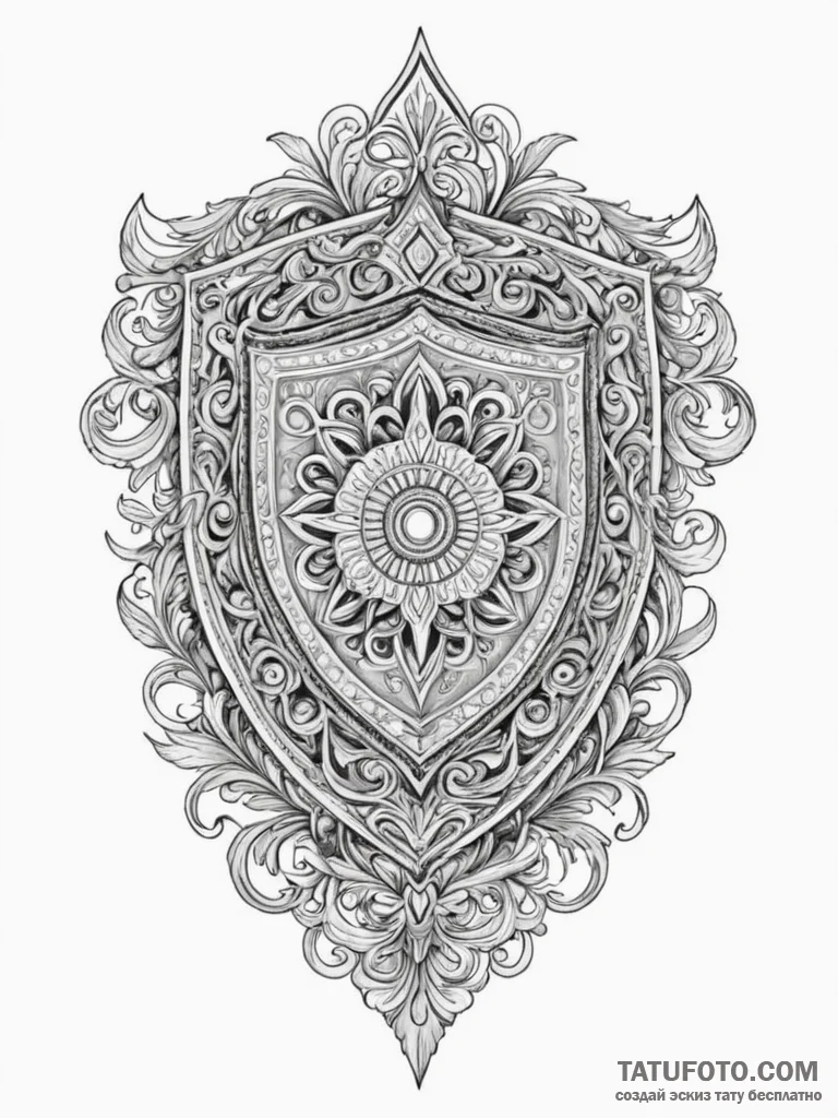 Tattoo sketch a stylized shield with a specif... - эскиз тату (№1754865679_0, 10.08.2025 22:41) — Tatufoto.com