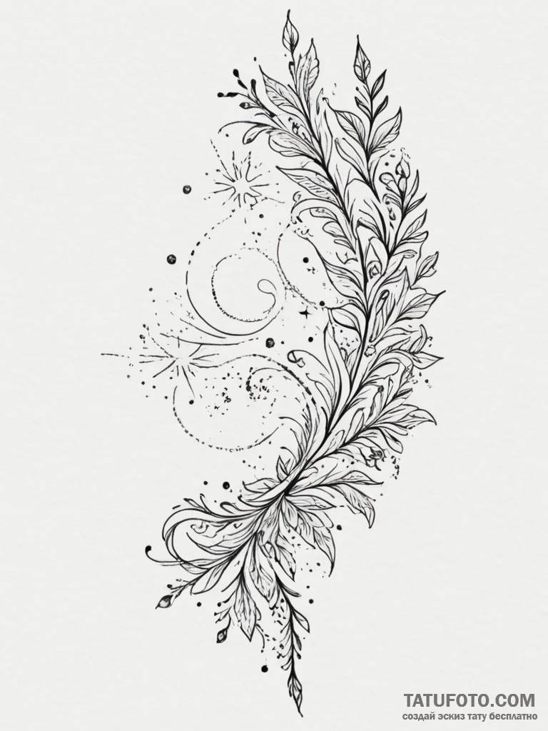 Tattoo sketch a comet's path, starting on one... - эскиз тату (№1754865876_0, 10.08.2025 22:44) — Tatufoto.com