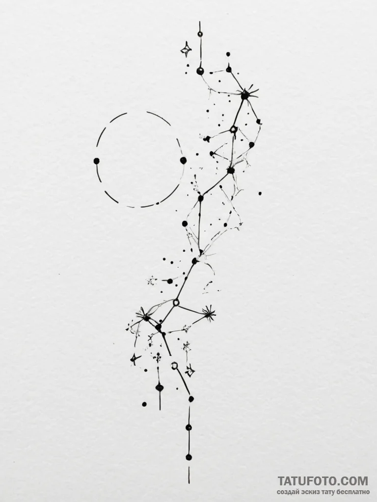 Tattoo sketch a delicate constellation on the... - эскиз тату (№1754867272_0, 10.08.2025 23:07) — Tatufoto.com