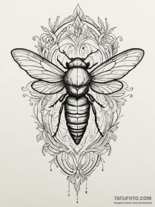 A cicada with its shell, tattoo flash sheet d... - эскиз тату (№1754867681_0, 10.08.2025 23:14) — Tatufoto.com