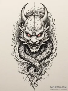 Tattoo design a samurai mask (menpo) with a f... - эскиз тату (№1754868092_0, 10.08.2025 23:21) — Tatufoto.com