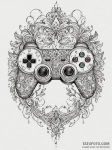 Tattoo sketch a controller's face buttons wit... - эскиз тату (№1754868300_0, 10.08.2025 23:25) — Tatufoto.com