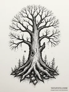 Tattoo sketch a strong, gnarled tree stump, s... - эскиз тату (№1754868907_0, 10.08.2025 23:35) — Tatufoto.com