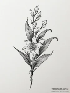 Tattoo design a lily of the valley, represent... - эскиз тату (№1754869303_0, 10.08.2025 23:41) — Tatufoto.com