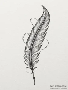 Tattoo sketch a delicate feather with intrica... - эскиз тату (№1754869899_0, 10.08.2025 23:51) — Tatufoto.com