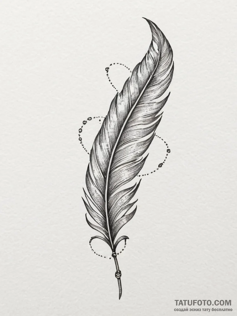 Tattoo sketch a delicate feather with intrica... - эскиз тату (№1754869899_0, 10.08.2025 23:51) — Tatufoto.com