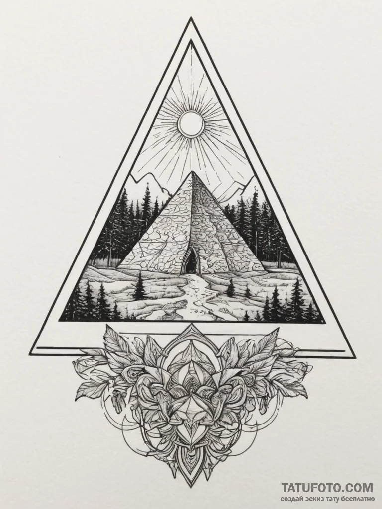 Pyramid, tattoo drawing outline, neo traditio... - эскиз тату (№1754873099_0, 11.08.2025 00:44) — Tatufoto.com