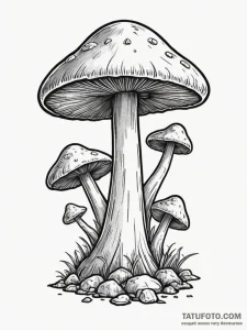 Tattoo design a single, powerful mushroom pus... - эскиз тату (№1754873696_0, 11.08.2025 00:54) — Tatufoto.com