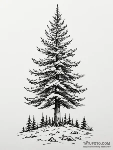 Tattoo sketch a majestic pine tree, standing... - эскиз тату (№1754874495_0, 11.08.2025 01:08) — Tatufoto.com