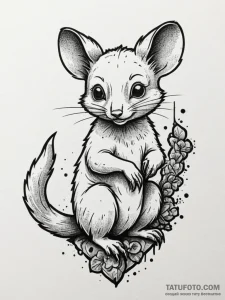 Possum, tattoo sketch design, on a clean whit... - эскиз тату (№1754874891_0, 11.08.2025 01:14) — Tatufoto.com