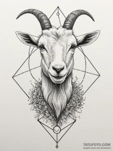 Goat, ink illustration for tattoo, black outl... - эскиз тату (№1754875481_0, 11.08.2025 01:24) — Tatufoto.com